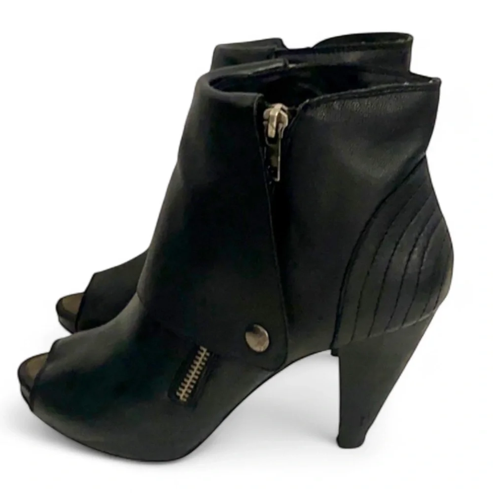 Authentic Joie black leather open toe ankle boots sz 7 Euro 37